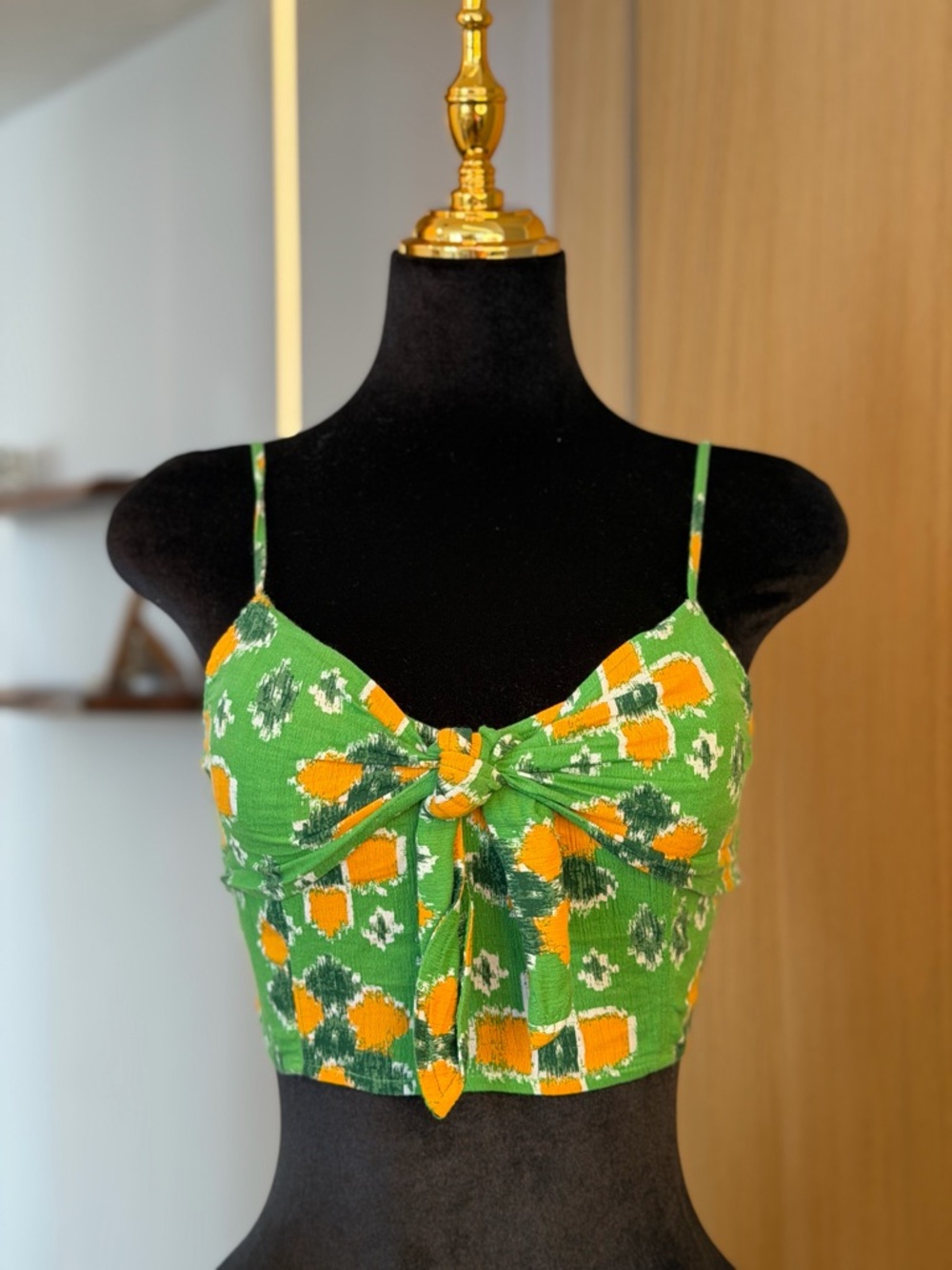 Aerie Green Floral Tie Front Crop Top | Playful Muse